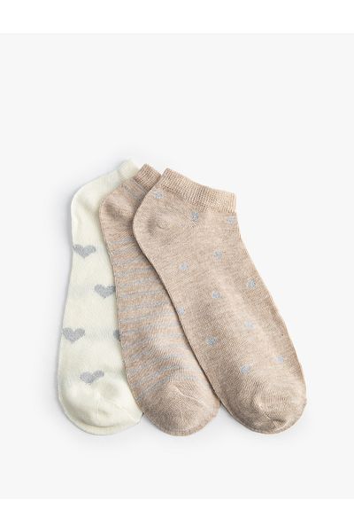 Koton Set de 3 șosete cu papuci inimioare - Multicolor