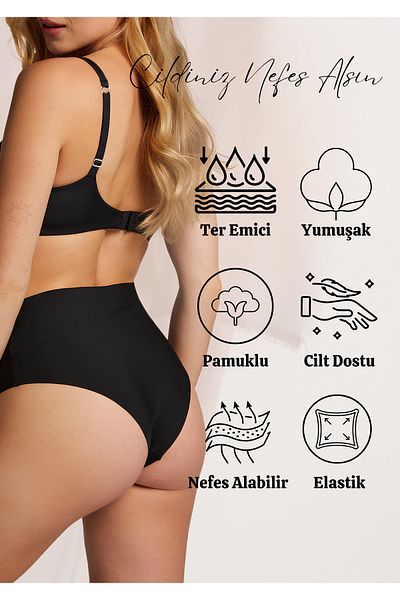 red iç giyim Women's High Waist Plus Size Cotton Panties - Pack of 10 (Slip)