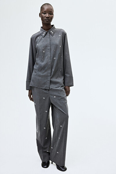 H&M Suni Elmas İşlemeli Gömlek