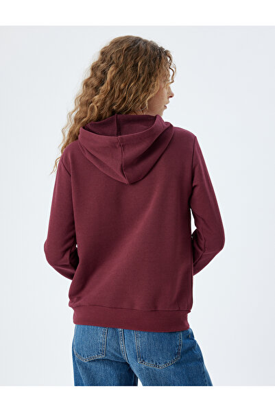 Koton Τσέπη καγκουρό με κουκούλα και κολεγιακό φούτερ με ριμπ εμπριμέ