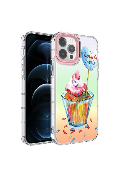 zore iPhone 12 Pro Max Compatible Camera Protected Colorful Patterned Hard Silicone Zore Horn Case-No15