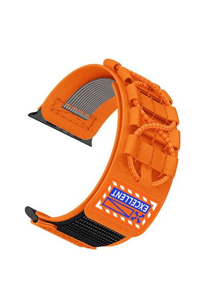zore Apple Watch 42mm Zore Krd-112 Orbital Braided Rope Design Nylon Fabric Mesh Band-Orange