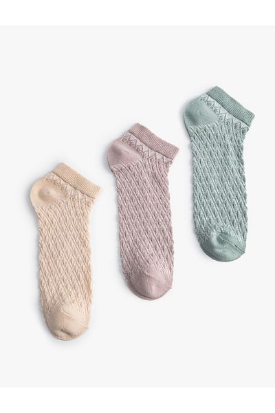 Koton Set de 3 șosete papuci texturate multicolore