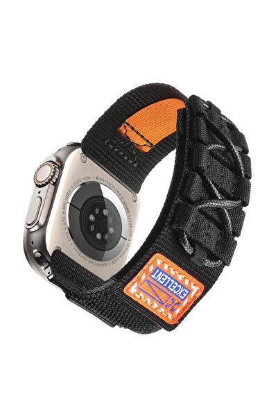 zore Apple Watch 42mm Zore Krd-112 Orbital Braided Rope Design Nylon Fabric Mesh Band-Orange