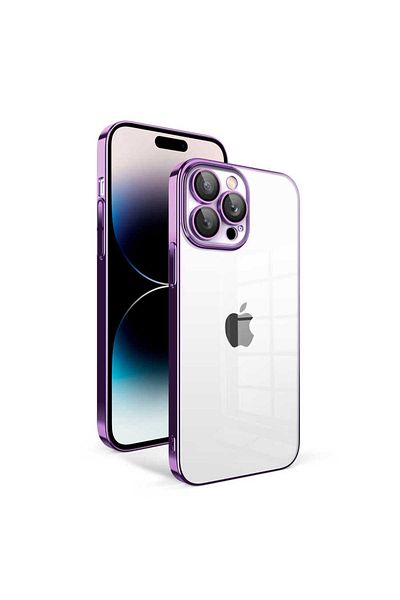 zore Zore Garage Case with Camera Protection Color Frame for iPhone 14 Pro-Dark Purple