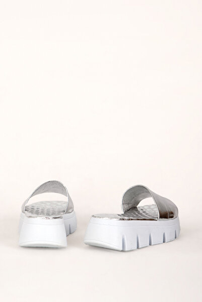 Dericlub Real Leather Women's Slippers - Thick Sole, Banded, Casual Zy 7657 Lame