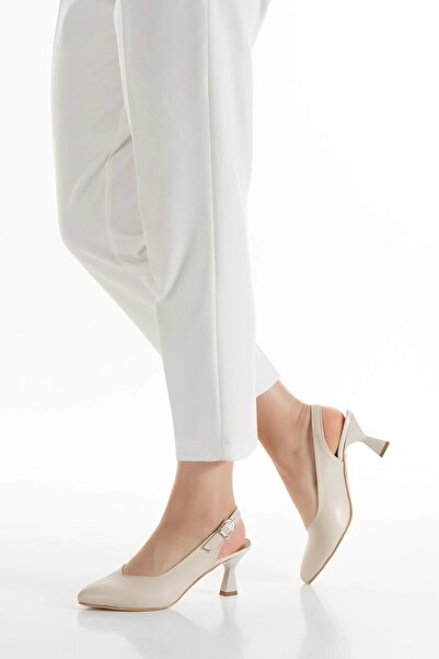 MFT AYAKKABI Bež ženske cipele sa tankom petom za svakodnevno nošenje