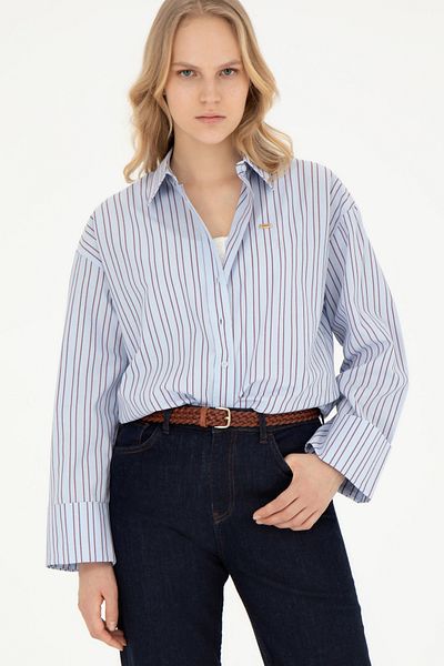 U.S. Polo Assn. Cămașă de damă albastru deschis cu mânecă lungă - 50279792 -VR003