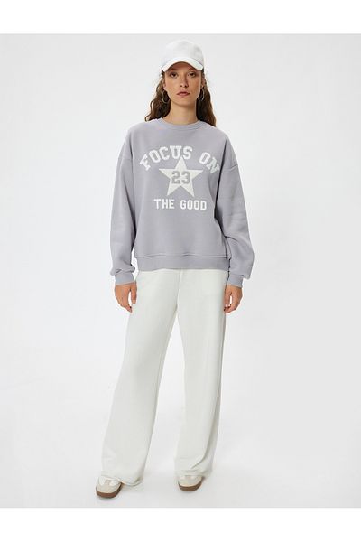 Koton College Printed Oversize Crew Neck Sweatshirt