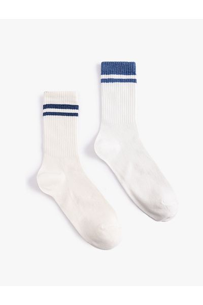 Koton Pachet de 2 șosete de tenis colorate - cu dungi
