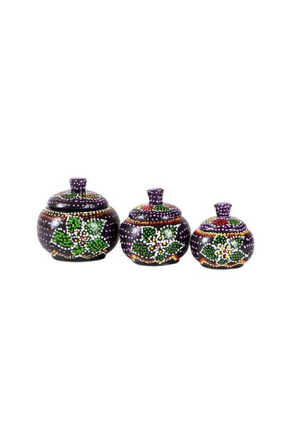 Dünyadan Hediyeler Small Spice Rack Mindi Tree Handcrafted Set with Three Lids