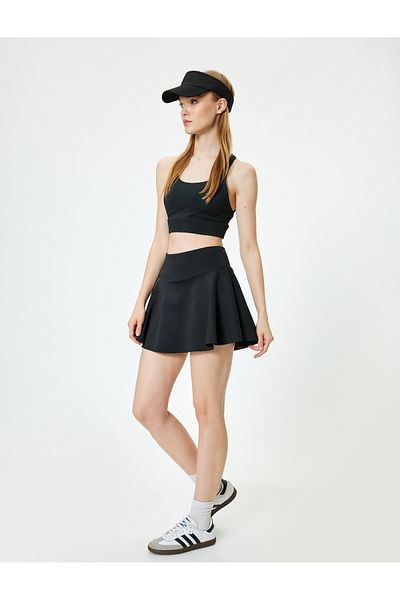 Koton High Waist Extra Mini Slim Fit Scuba Tennis Skirt - with Shorts
