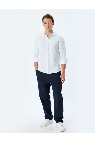 Koton Slim Fit πουκάμισο μακρυμάνικο βαμβακερό μείγμα