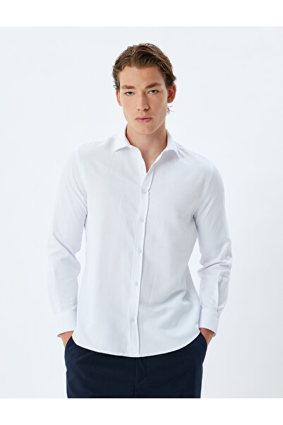 Koton Cămașă Slim Fit, cu mânecă lungă, amestec de bumbac