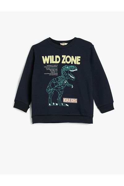 Koton Mikina Crew Neck Dinosaur s dlouhým rukávem