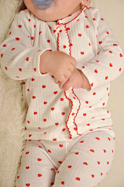 Peki 5-Piece Boys and Girls' Pajamas Set - Cotton Heart, Newborn 4-Piece Set 14795