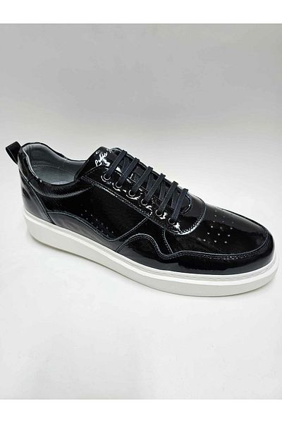 Luis Figo Genuine Leather Large Number (45-46...) Black Lace-Up Patent Leather Casual Light Eva Sole Men's Shoes