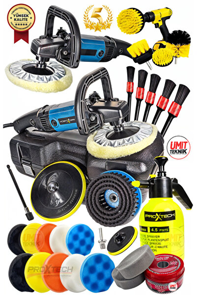 PROXTECH Full Detay 30 Parça 6 Kademe Ayarlı Polisaj Makinesi Koltuk Yıkama Zımpara Pasta Cila Takım