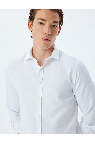 Koton Slim Fit πουκάμισο μακρυμάνικο βαμβακερό μείγμα