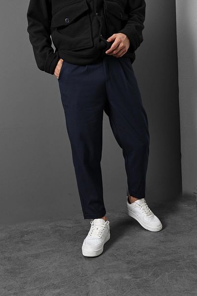 Slatra Ανδρικό υφασμάτινο παντελόνι Navy Blue Double Leg