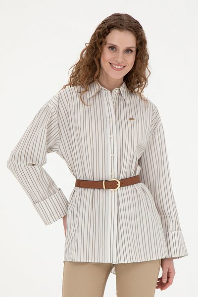 U.S. Polo Assn. Cămașă de damă cu mânecă lungă culoare piatră - 50279792 -VR049