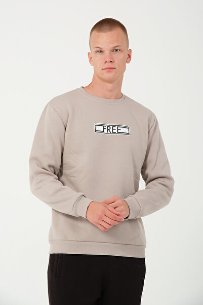 Bonesti Крем-колір Regular Fit Світшот з принтом - 3 нитки Шардон