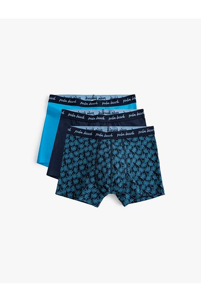 Koton Set boxer 3 bucăți din bumbac slim fit slogan imprimat talie detaliată model