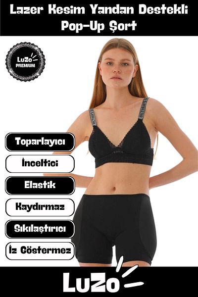 LuZo Premium Series Recovery Firming Non-Marking Shaping Side Supported Pop-Up Shorts