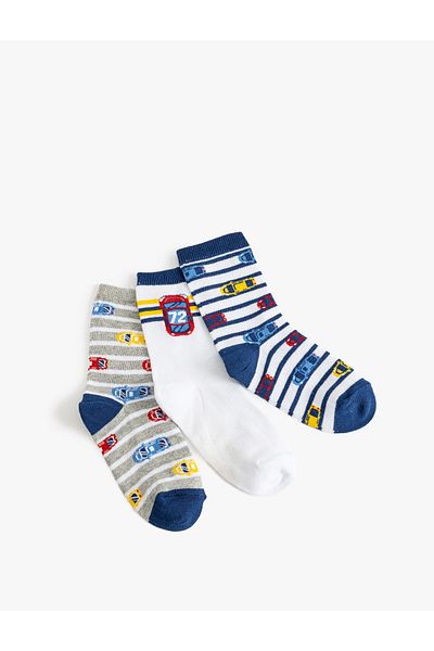 Koton Set de 3 șosete cu model de mașină