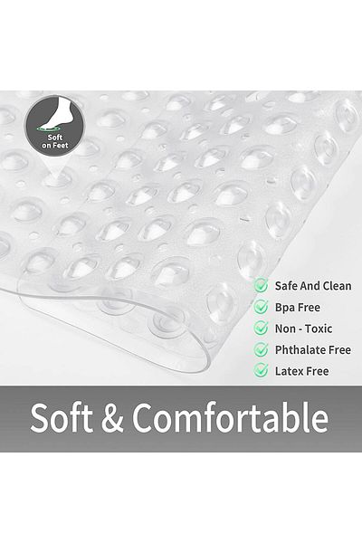 Blue Home ECO-LUX Baht Μαλακό αντιολισθητικό χαλάκι μασάζ ποδιών ντους - Άνετο αντιολισθητικό μαξιλαράκι μπάνιου Μέγεθος: 63cm x 38cm Οβάλ