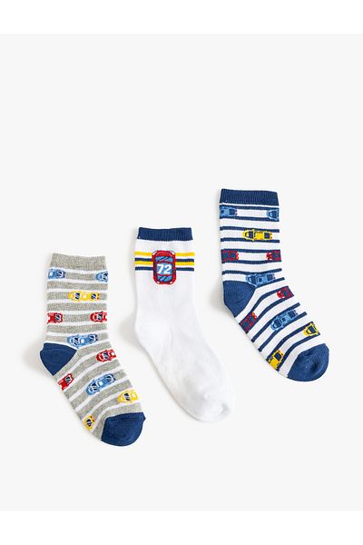 Koton Set de 3 șosete cu model de mașină