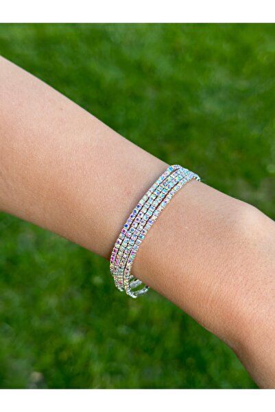 ADORN JEWELRY Zirkon Taşlı 4'lü Lastikli Bileklik
