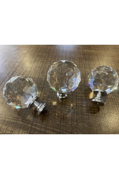 ARON 30mm Globe Crystal Handle Clear Chrome Furniture Cloakroom Drawer Cabinet Nightstand Sideboard Dresser Handle