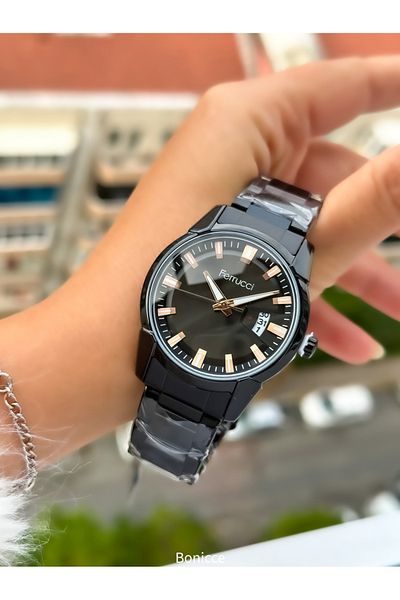 Ferrucci Brand Functions Active Silver Color Steel Cord Men's Wrist Watch + Rosary Bracelet