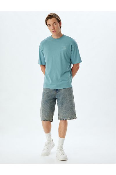 Koton Tricou oversize, cu slogan imprimat, decolteu, mânecă scurtă din bumbac