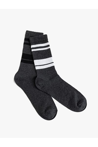 Koton Set of 2 Cotton Blended Socks - Line Detailed