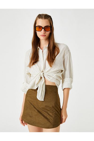 Koton Mini Skirt Suede Look Zipper Closure