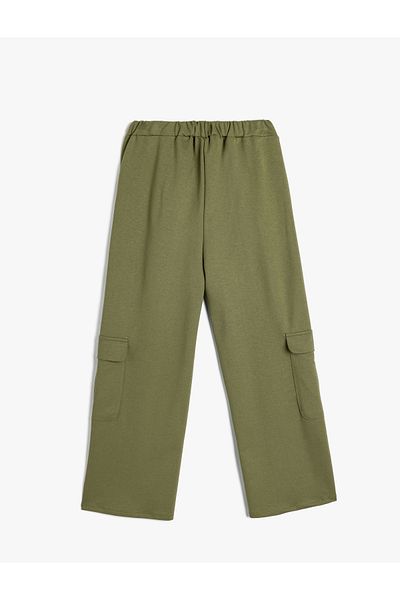 Koton Cotton Wide Leg - Elastic Waist Cargo Pants
