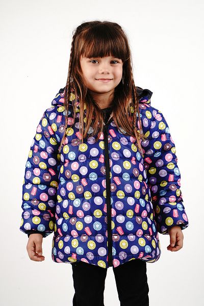 Merdia Sweet Patterned Fur Inside Children's Coat