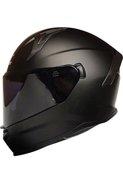 MTS M-910 MAT SİYAH GÜNEŞ VİZÖRLÜ KASK (SİYAH CAMLI)