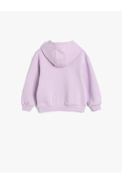 Koton Butterfly Printed Hooded Long Sleeve Sweatshirt