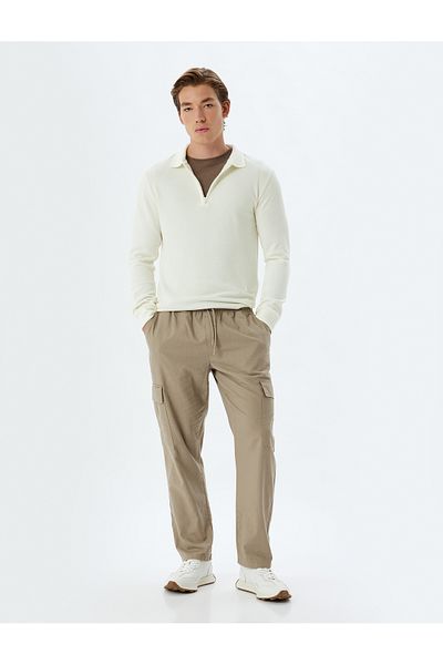 Koton Baumwoll-Sweatshirt mit Polokragen – halber Reißverschluss, lange Ärmel