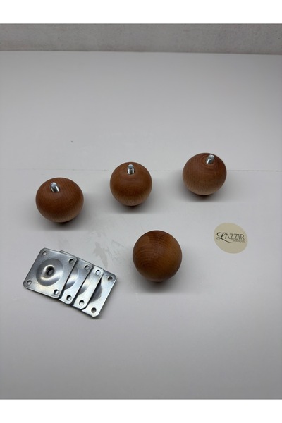lazzir handle Picioare din lemn pentru bile, 5 cm diametru, 5 cm înălțime, set de 4 picioare, include suport de montare
