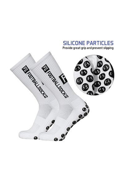 Shuttle Park Unisex Pro White Αντιολισθητικές Αθλητικές Κάλτσες Πετσέτας Σιλικόνης με Σόλα