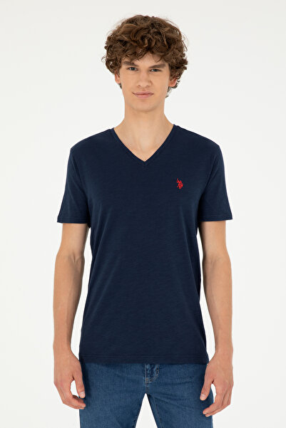 U.S. Polo Assn. تي شيرت رجالي أساسي باللون الأزرق الداكن 50279618 -VR033
