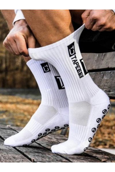 Shuttle Park Șosete albe anti-alunecare unisex Talpă prosop din silicon anti-alunecare Șosetă fără sudură Match Pro Sportsman