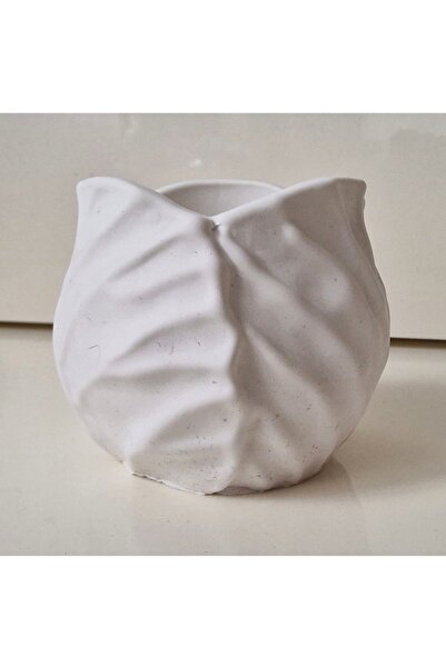 morlalem m El Yapımı, Yaprak Lale Şeklinde 6,3cm Alçı Tealight Mumluk Saksı (...