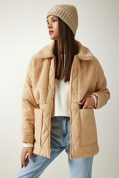 Lovelyİstanbul Latte Ldd0040 - Plush Quilted Coat