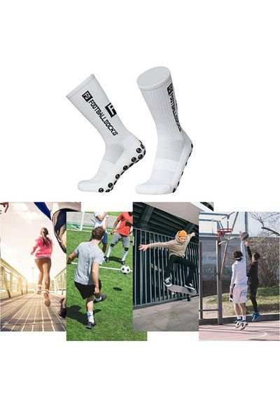 Shuttle Park Unisex Pro White Αντιολισθητικές Αθλητικές Κάλτσες Πετσέτας Σιλικόνης με Σόλα
