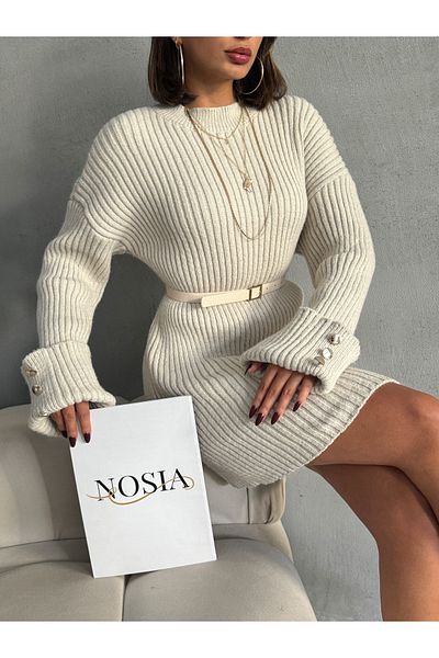 Nosia Πλεκτό χιτώνα με κουμπιά μανίκια